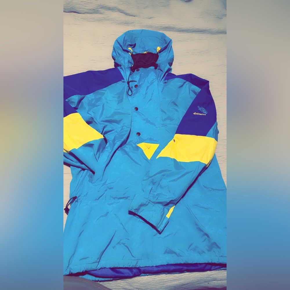 The North Face Men's Blue and Yellow Outdoor Jacket